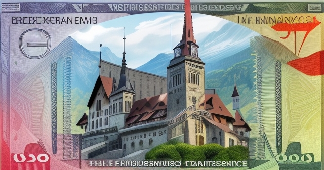 著名的瑞士地標與貨幣圖片