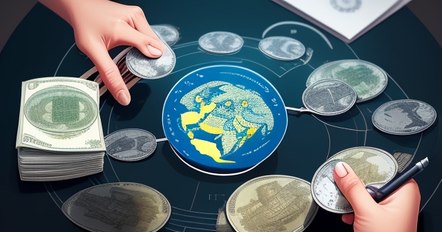 一位快樂的旅行者正在兌換貨幣