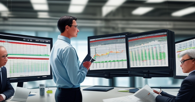 商務人士正在分析財務圖表