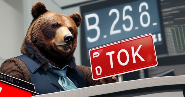 一隻熊被不斷上漲的股票困住的圖像