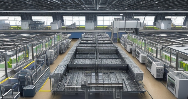 工廠裡的機器人正在製造晶片