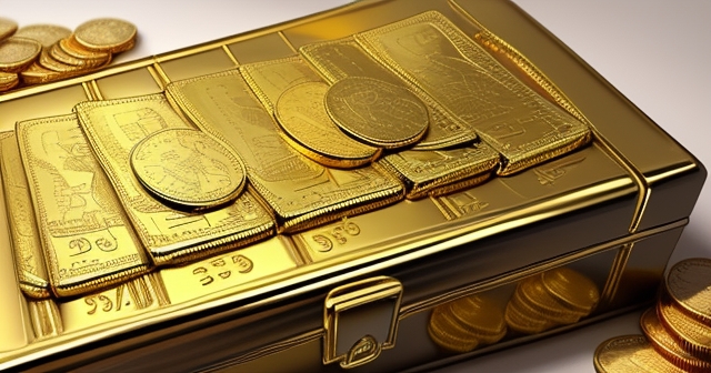 金條在一個寶箱中