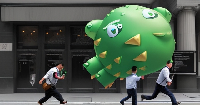 一隻熊手持賣權合約作為盾牌