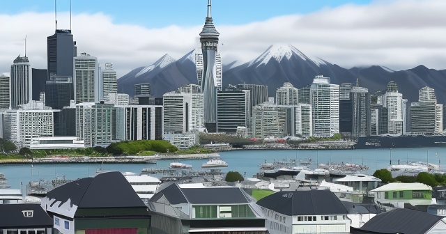 紐西蘭奧克蘭天際線與紐西蘭元圖表