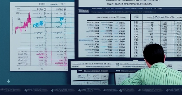 配有金融圖表的計算機