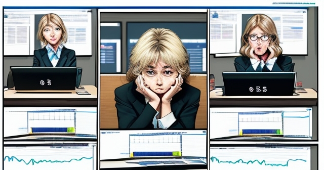 焦慮的股票投資人正在檢視顯示器