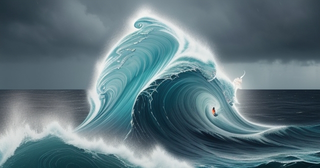 一座燈塔在暴風雨中引導船隻，象徵金融指引。