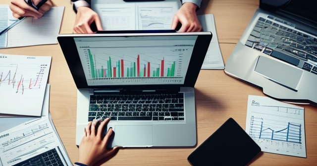 投資者正在分析股市趨勢。