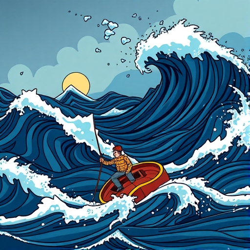 美國主權信用評級變動對全球金融的影響，象徵市場的波動和不確定性。