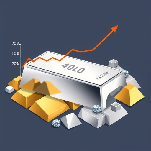 在2025年鉑金市場波動的視覺表示，帶有投資主題。