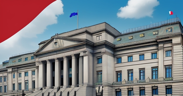 歐洲央行建築,展示歐盟國旗