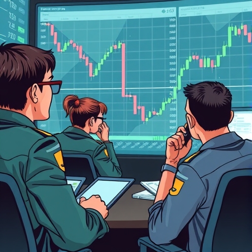 交易者正在觀察市場波動