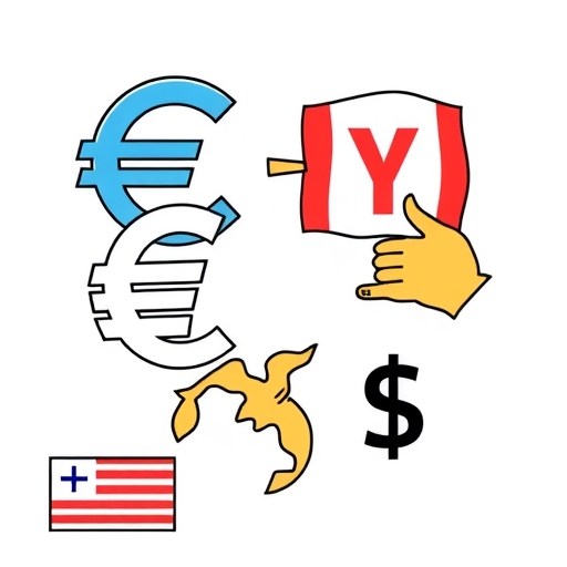 藝術化表現顯示多種貨幣的交叉匯率