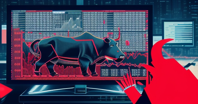 動態的香港天際線與股票符號