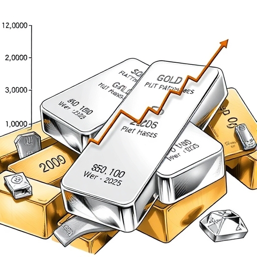展示鉑金價格上漲的插圖，顯示超過 40% 的增長。