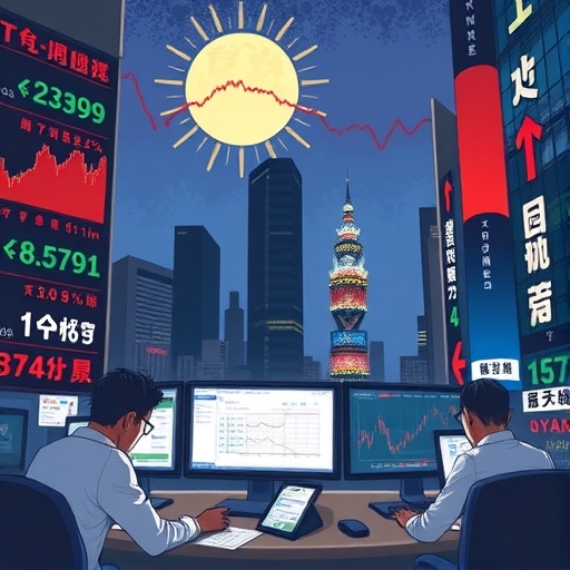 夜間香港股市的圖示，顯示圖表指標。