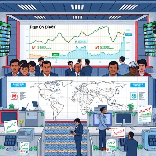 一個繁忙的外匯交易大廳，代表全球外匯市場。