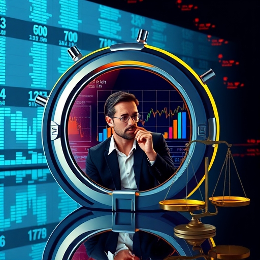 一個平衡秤代表了投資中的風險與回報。