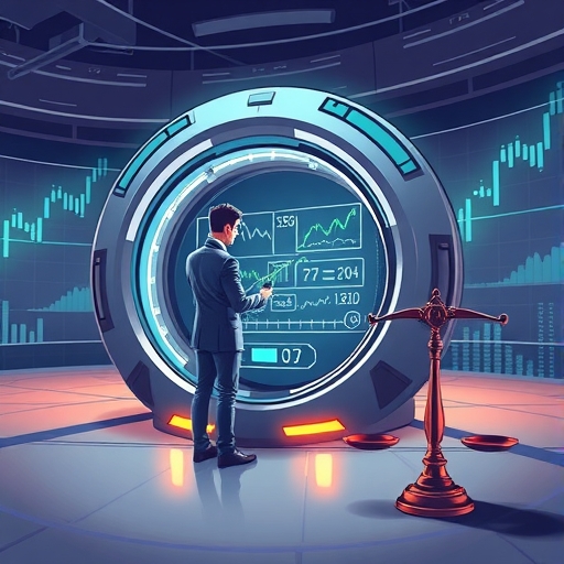 一位投資人正在分析數據，使用數位螢幕檢視歷史資料。