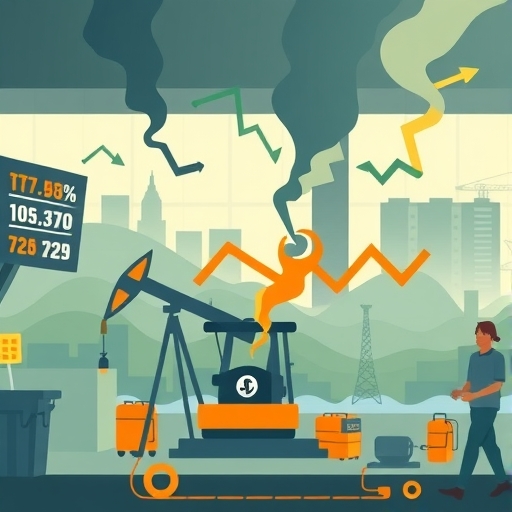 動態的油市場景，價格波動透過圖形方式呈現