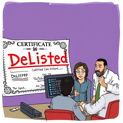 一位焦慮的投資者正在關注顯示下市股票的電腦螢幕