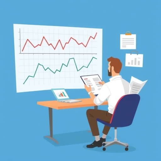 一位投資者正在分析經濟圖表。