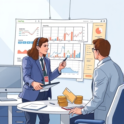 金融市場分析的插圖，彰顯數據與圖表的關聯性。