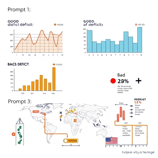 一個插圖展示全球貿易景觀，強調貿易赤字和經濟信號。