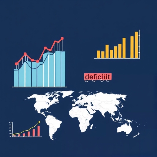 一個插圖展示財務赤字的概念，包括圖表和圖形。