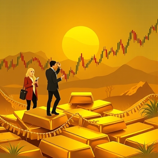 一個寧靜的金礦場景在升起的陽光下