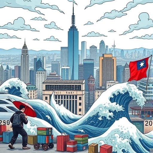 象徵台灣企業適應匯率變化的圖示。