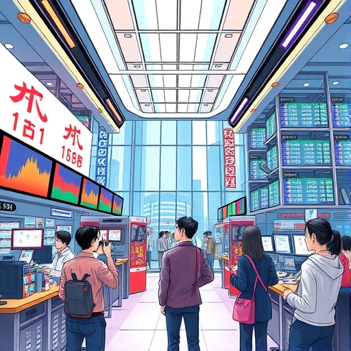 熱鬧的交易場所中的投資者插圖