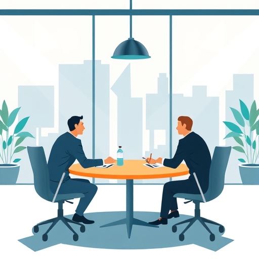 展示數位科技與商業合作的會議場景