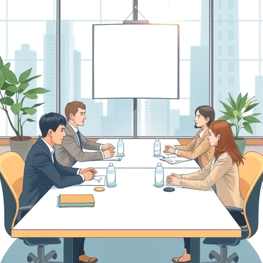 一幅充滿活力的商業會議插畫