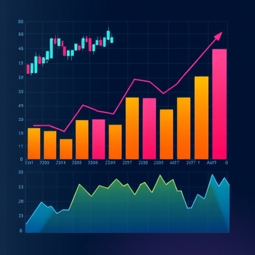 色彩繽紛的金融圖表與走勢圖