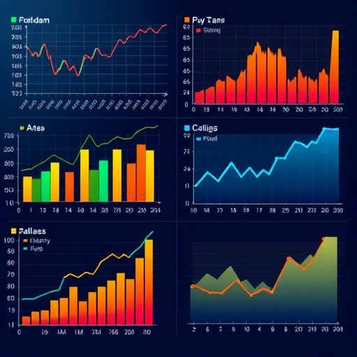 動態呈現股票市場的彩色圖形