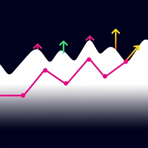 彩色折線圖，帶有箭頭顯示市場趨勢。