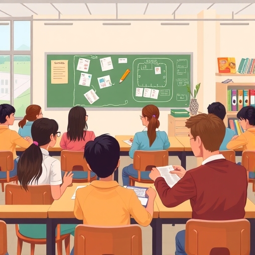 一群學生在教室中專心學習的插圖