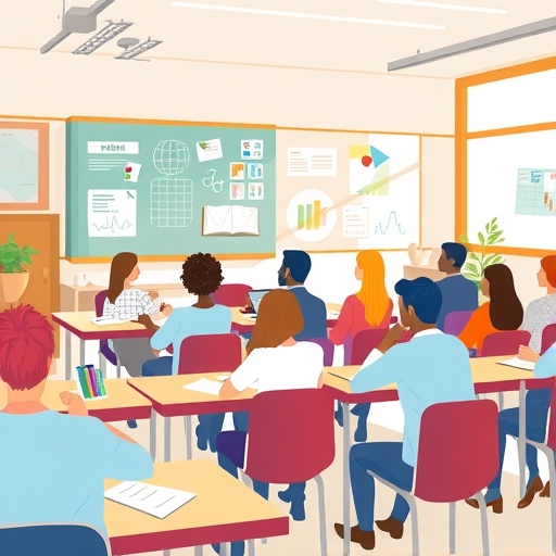 一群學生在教室中專心學習的插圖