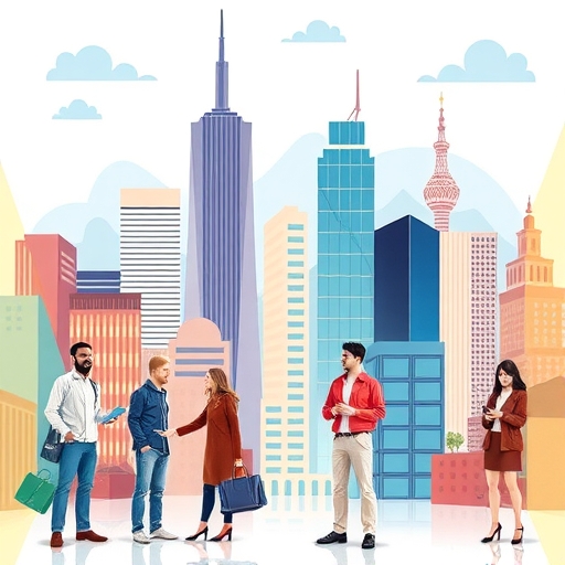 一群多元的投資者正在分析市場