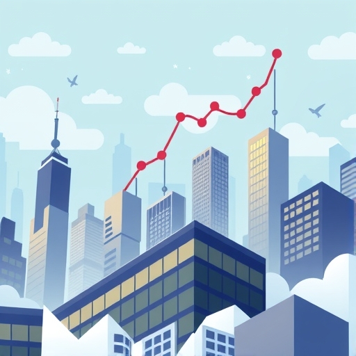 一張插圖描繪金融市場動態,聚焦利率變化對債券殖利率的影響,顯示上升與下降的箭頭和債券憑證。