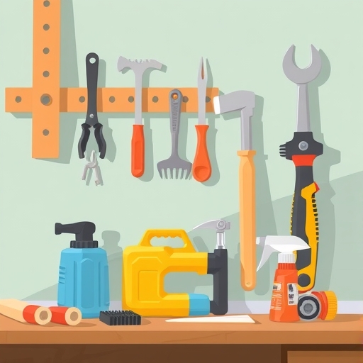 居家修繕工具的插畫