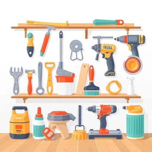 居家修繕工具的插畫