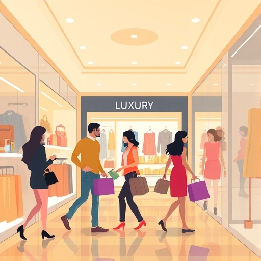 一位顧客正在選購高價商品，展現奢華購物體驗。