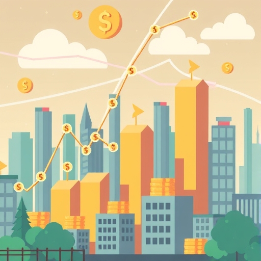 市場中商品價格上漲的插圖,描繪交易停滯