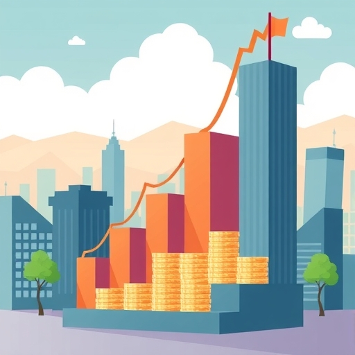 市場中因物價上漲而顯得混亂的插畫