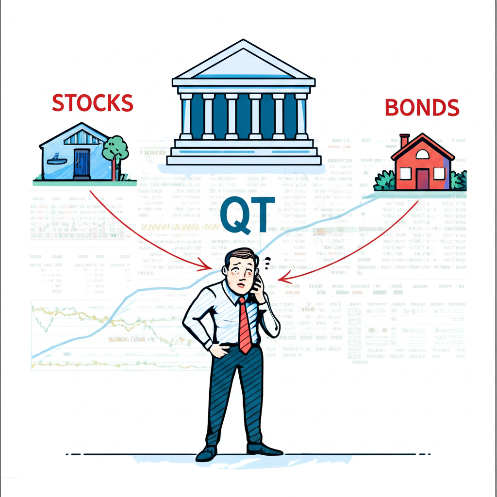 投資者困惑注視金融圖表,央行符號影響股市債市與房市