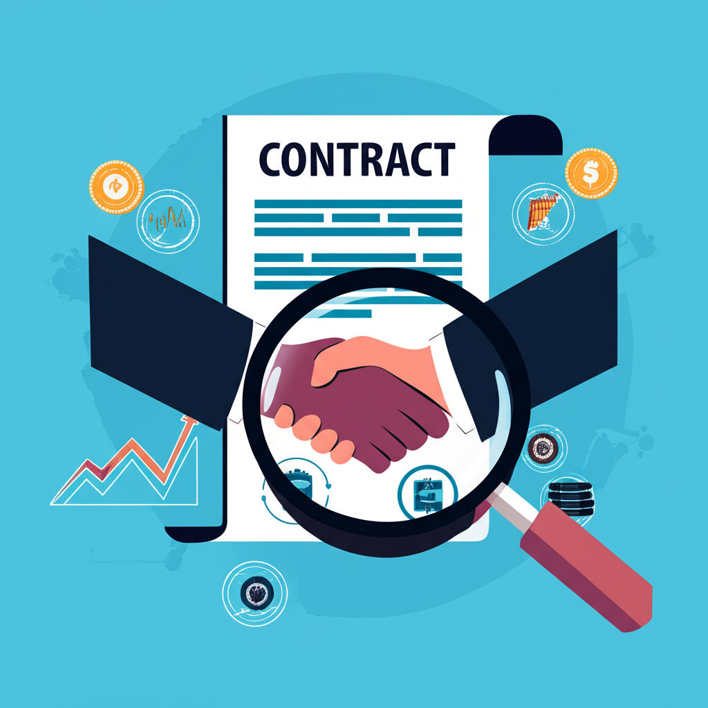 CFD交易核心概念插圖，展示合約差價結算與槓桿多樣資產如股票與加密貨幣