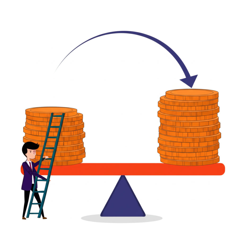 財務槓桿天平圖:投資者用小資金撬動大額股票持倉