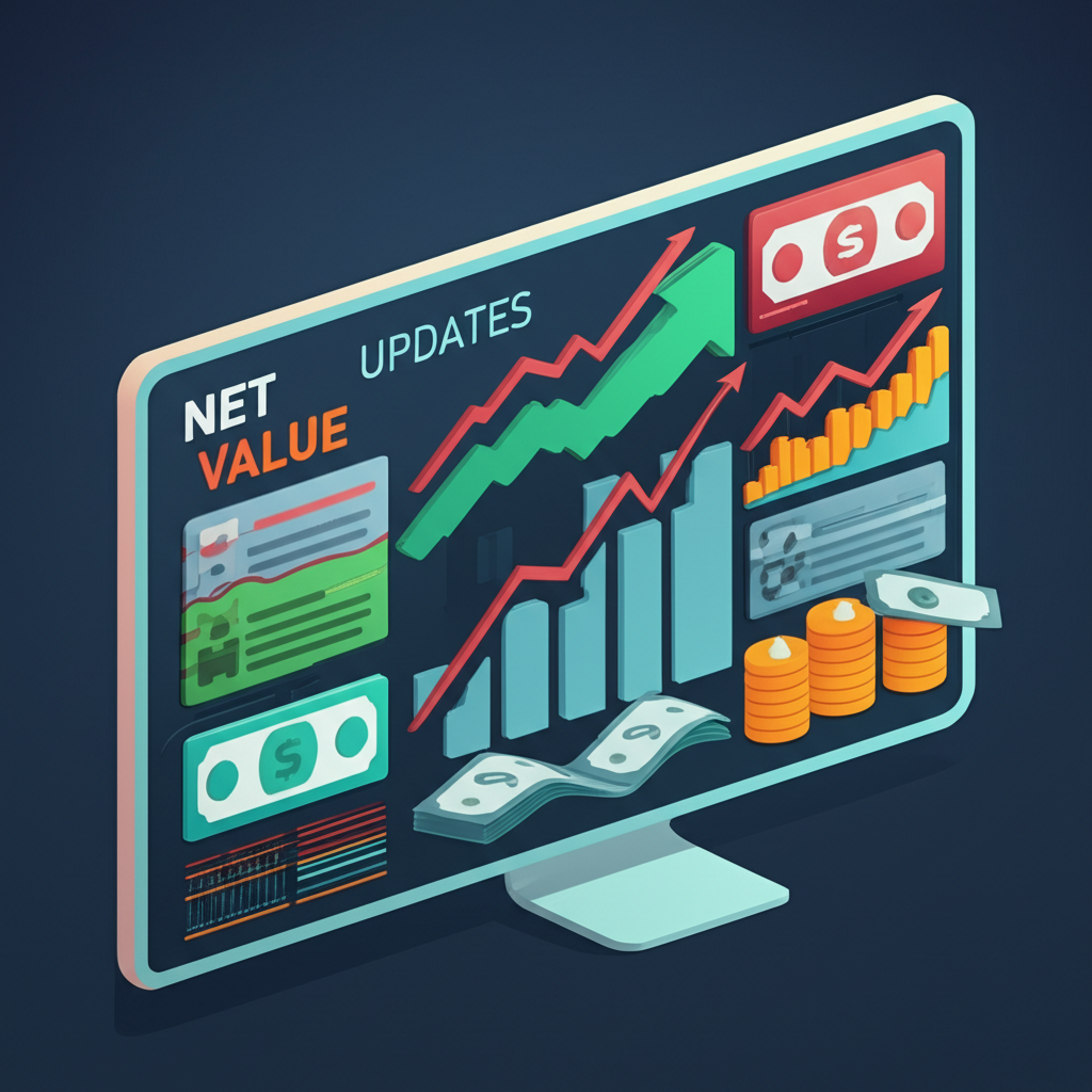 基金淨值動態顯示更新,包含股票債券現金等資產流入流出